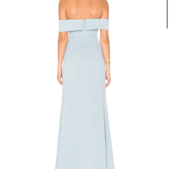 Lover + Friends Baby Blue Danica Off The Shoulder Sweetheart Gown Formal Dress - Picture 5 of 5